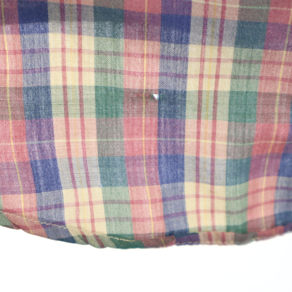 IZOD LACOSTE アイゾッドラコステ 70s 80s 糸巻きタグ ヴィンテージ チェック柄 半袖 ボタンダウンシャツ S ベージュ 他 メンズ