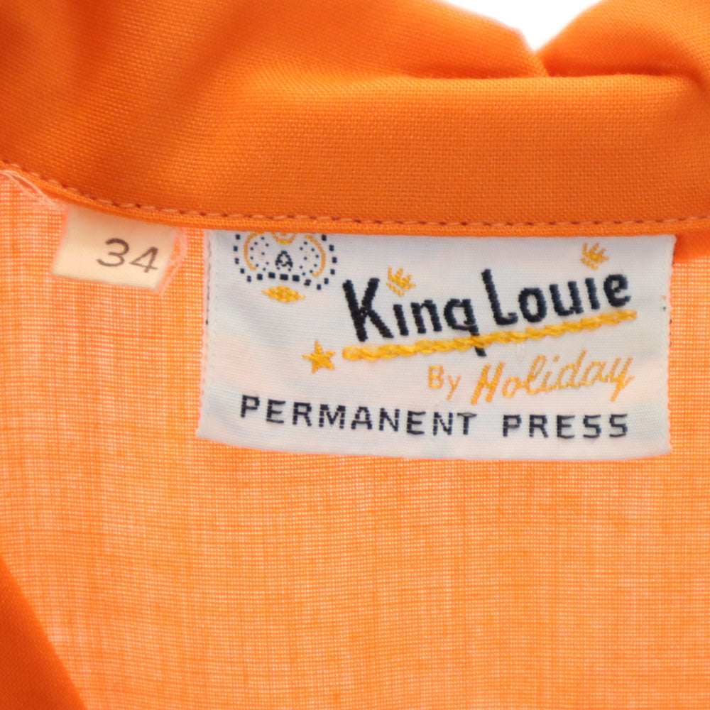 KING LOUIE キングルイ 60s 刺繍タグ ヴィンテージ バック刺繍 半袖 オープンカラー ボウリングシャツ 34 オレンジ メンズ