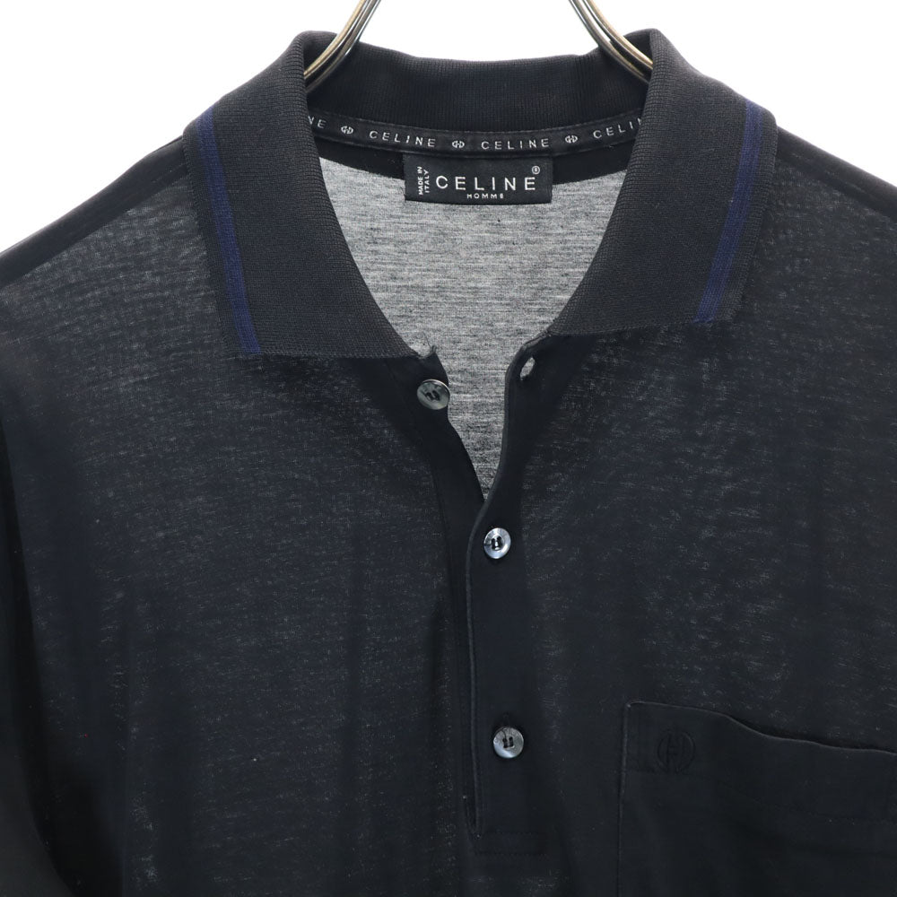 CELINE セリーヌ イタリア製 半袖 ポロシャツ M ブラック メンズ