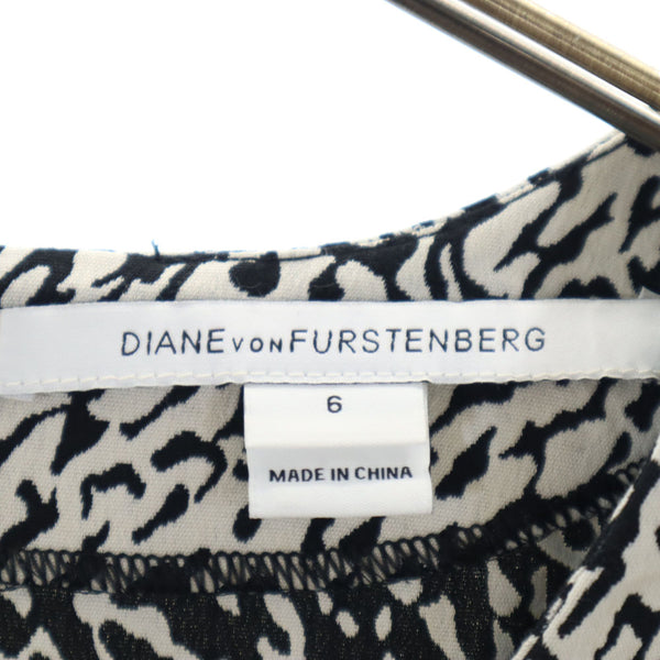 ダイアンフォンファステンバーグ 半袖 ワンピース 6 ホワイト 他 DIANE VON FURSTENBERG フレンチスリーブ レディース