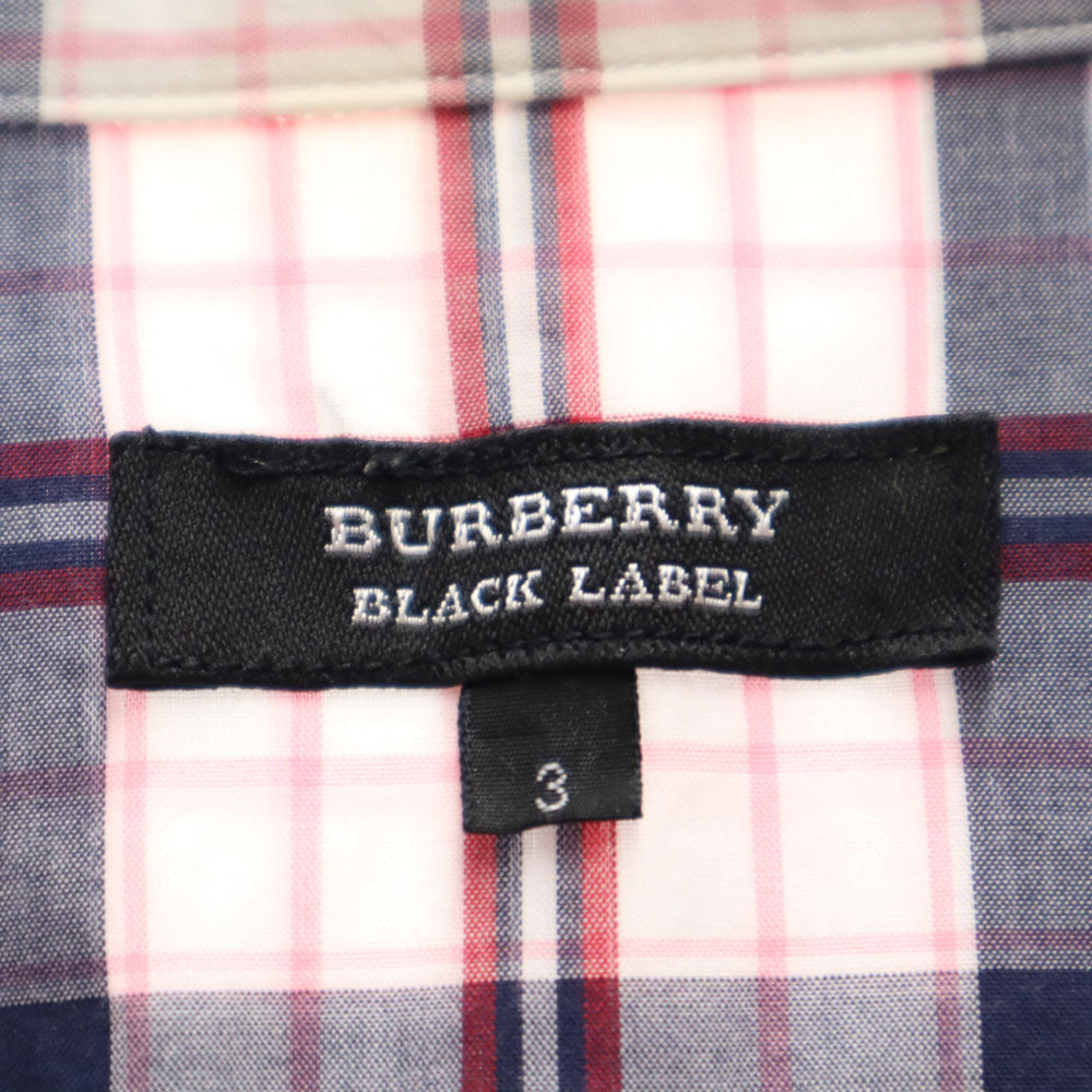 バーバリーブラックレーベル 三陽商会 半袖 チェックシャツ 3 ホワイト 他 BURBERRY BLACK LABEL メンズ