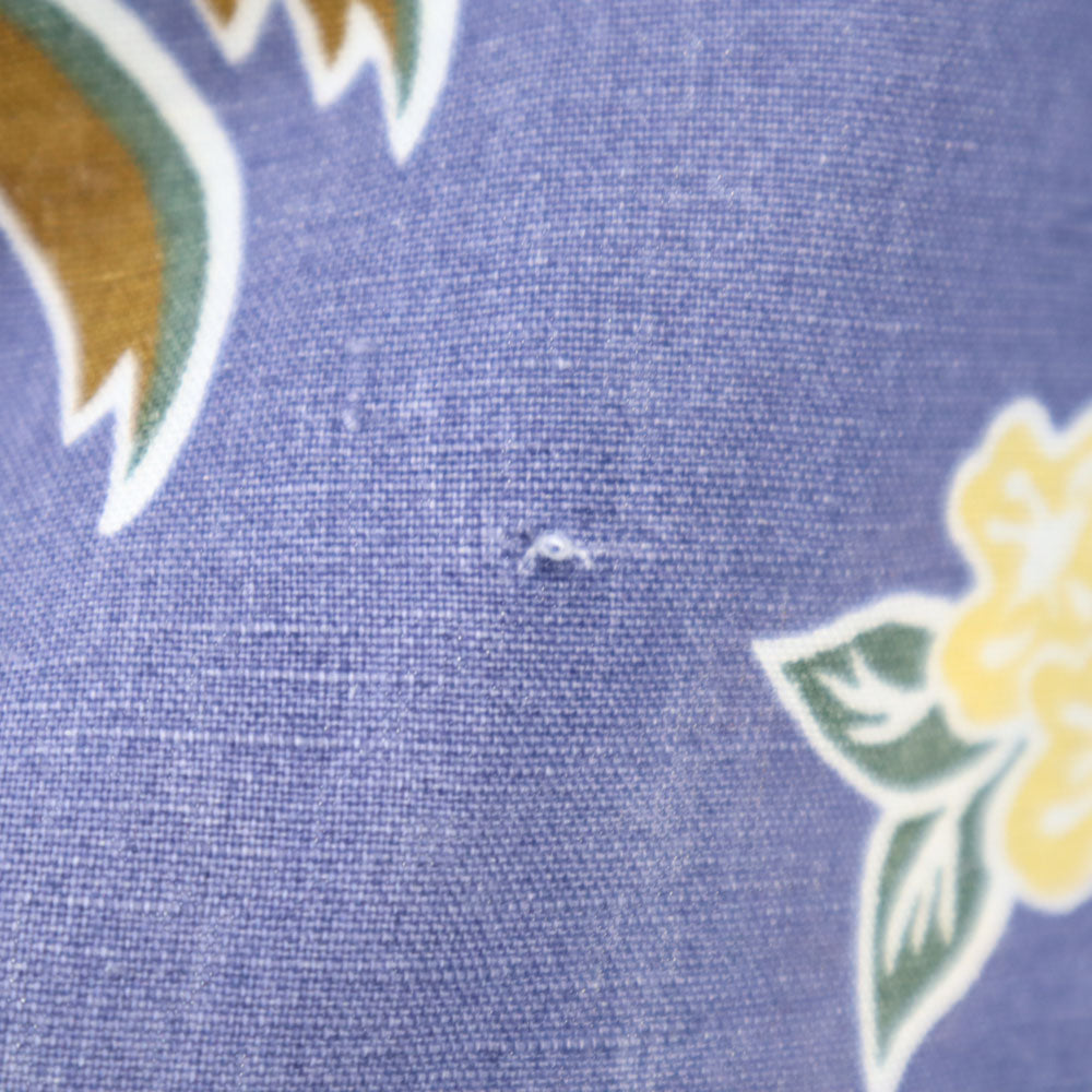 ノーティカ 90s リネンブレンド オールド パームツリー柄 半袖 オープンカラー アロハシャツ S ネイビー系 NAUTICA ゴルフ柄 メンズ