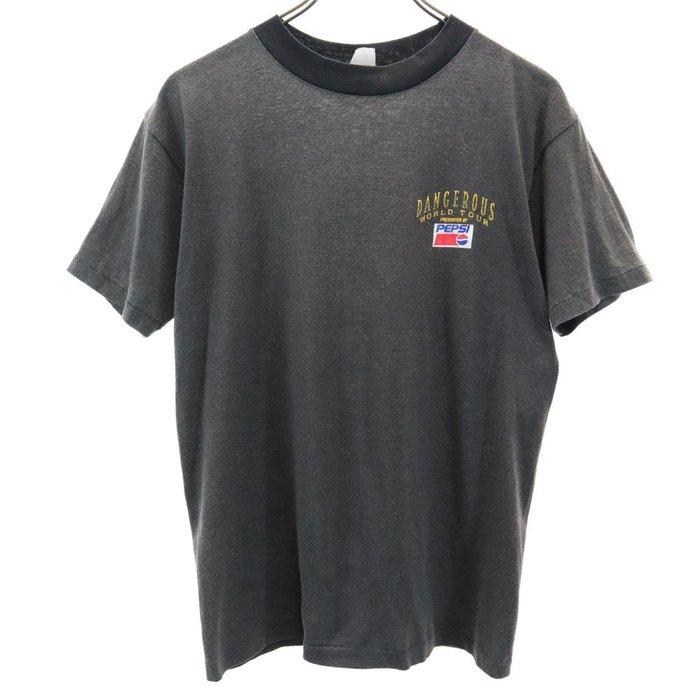 OLD オールド 90s ペプシ マイケルジャクソン ワールドツアー バンT バックプリント 半袖 Tシャツ チャコールグレー PEPSI メンズ