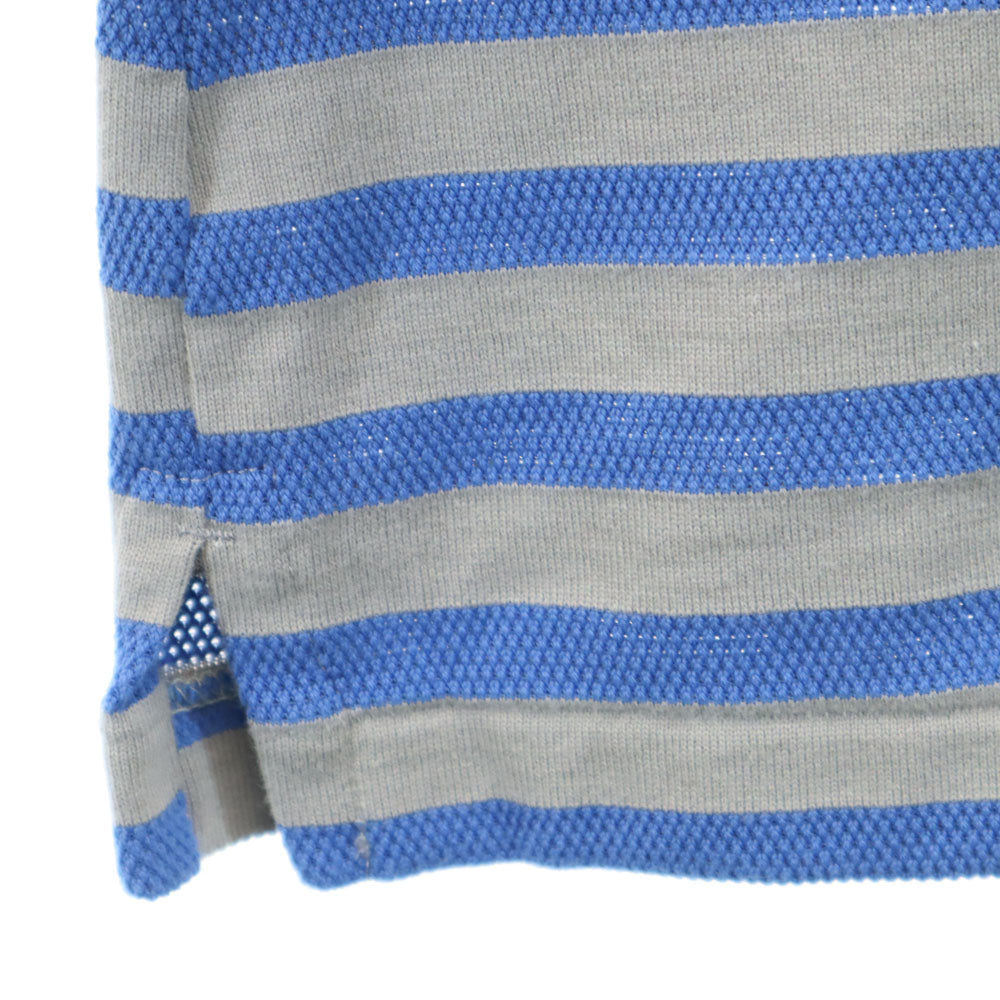 PEARLY GATES パーリーゲイツ 日本製 ボーダー柄 ゴルフ 半袖 ポロシャツ 2 グレー×ブルー レディース