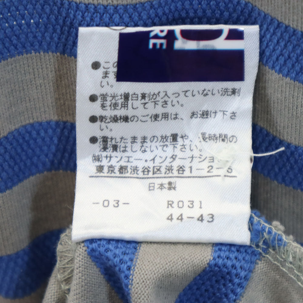 PEARLY GATES パーリーゲイツ 日本製 ボーダー柄 ゴルフ 半袖 ポロシャツ 2 グレー×ブルー レディース