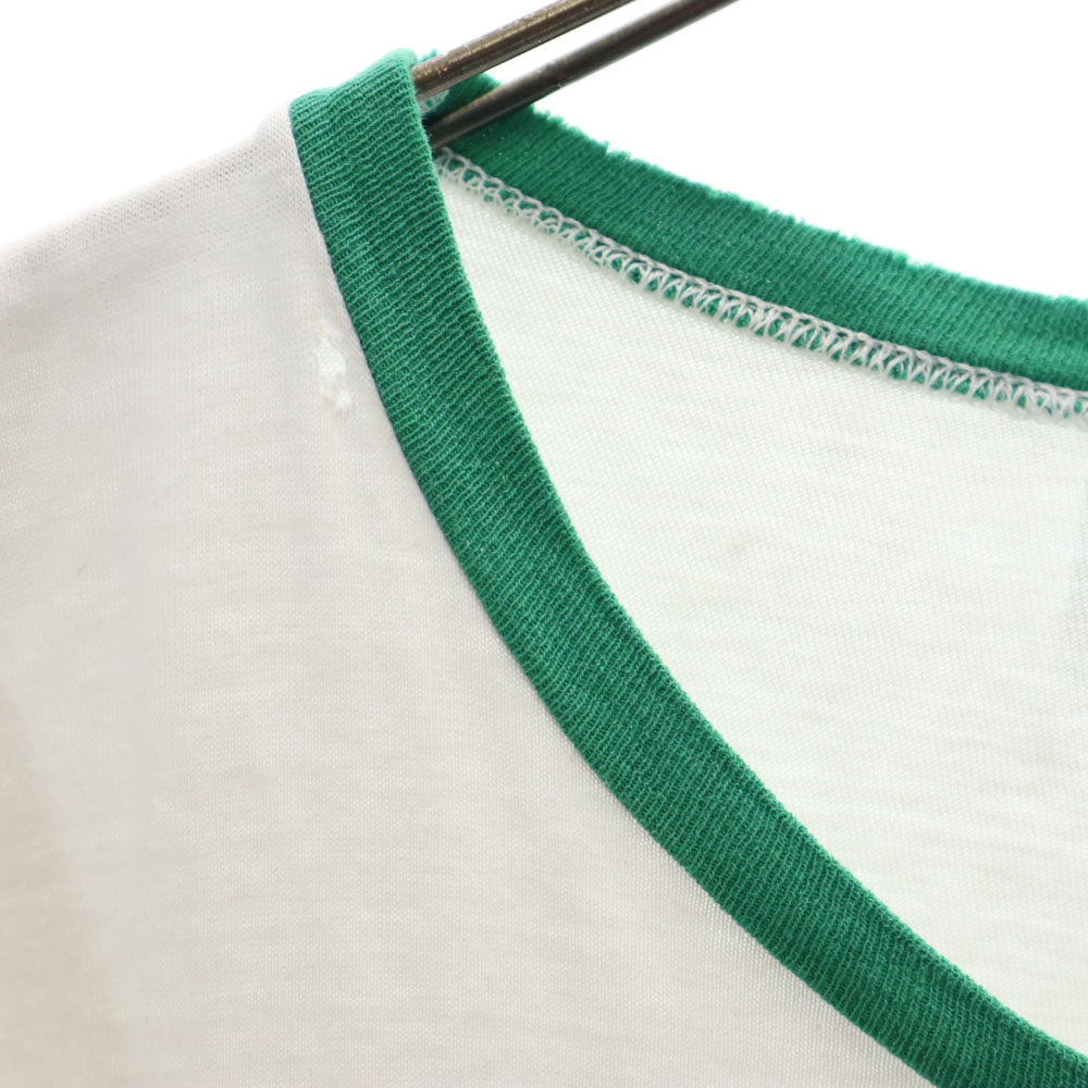 Champion チャンピオン 70s USA製 バータグ スヌーピー カレッジ リンガー 半袖 Tシャツ M 白系 メンズ