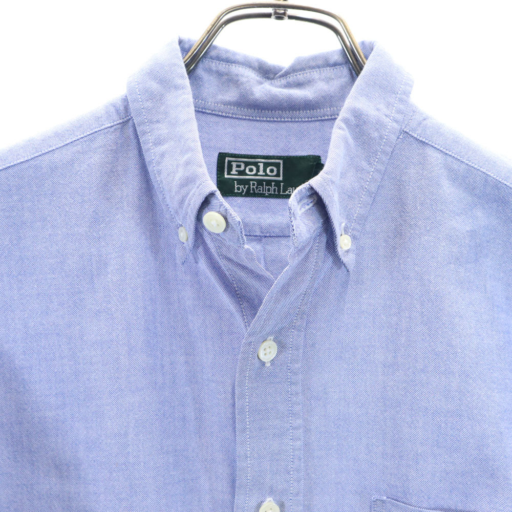 ポロバイラルフローレン 80s 緑タグ ヴィンテージ ボーイズ 半袖 オックスフォード ボタンダウンシャツ 170 ブルー系 Polo by Ralph Lauren キッズ