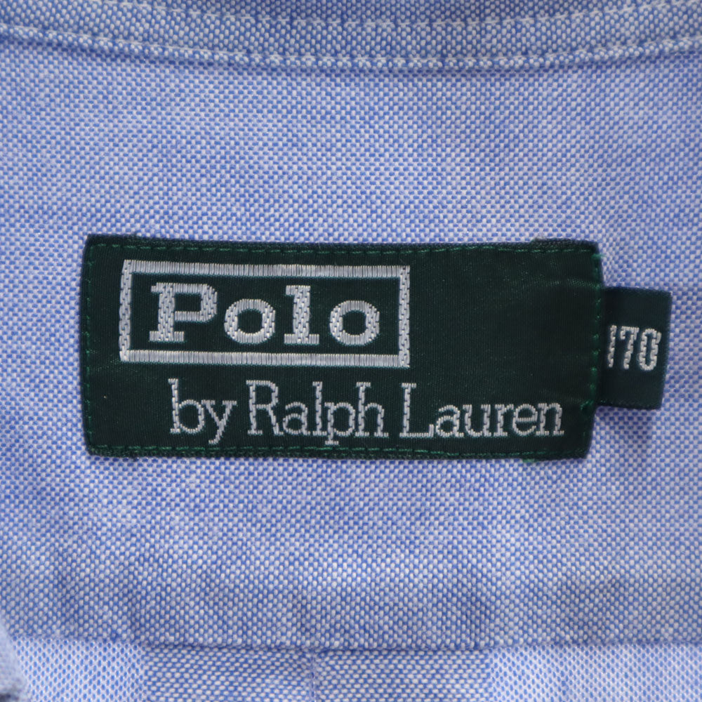 ポロバイラルフローレン 80s 緑タグ ヴィンテージ ボーイズ 半袖 オックスフォード ボタンダウンシャツ 170 ブルー系 Polo by Ralph Lauren キッズ
