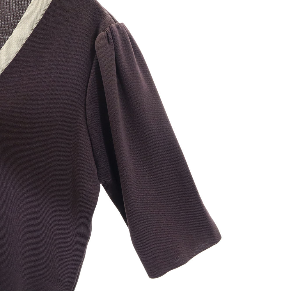 Rene ルネ 日本製 5分袖 ニット カーディガン 38 ブラウン レディース