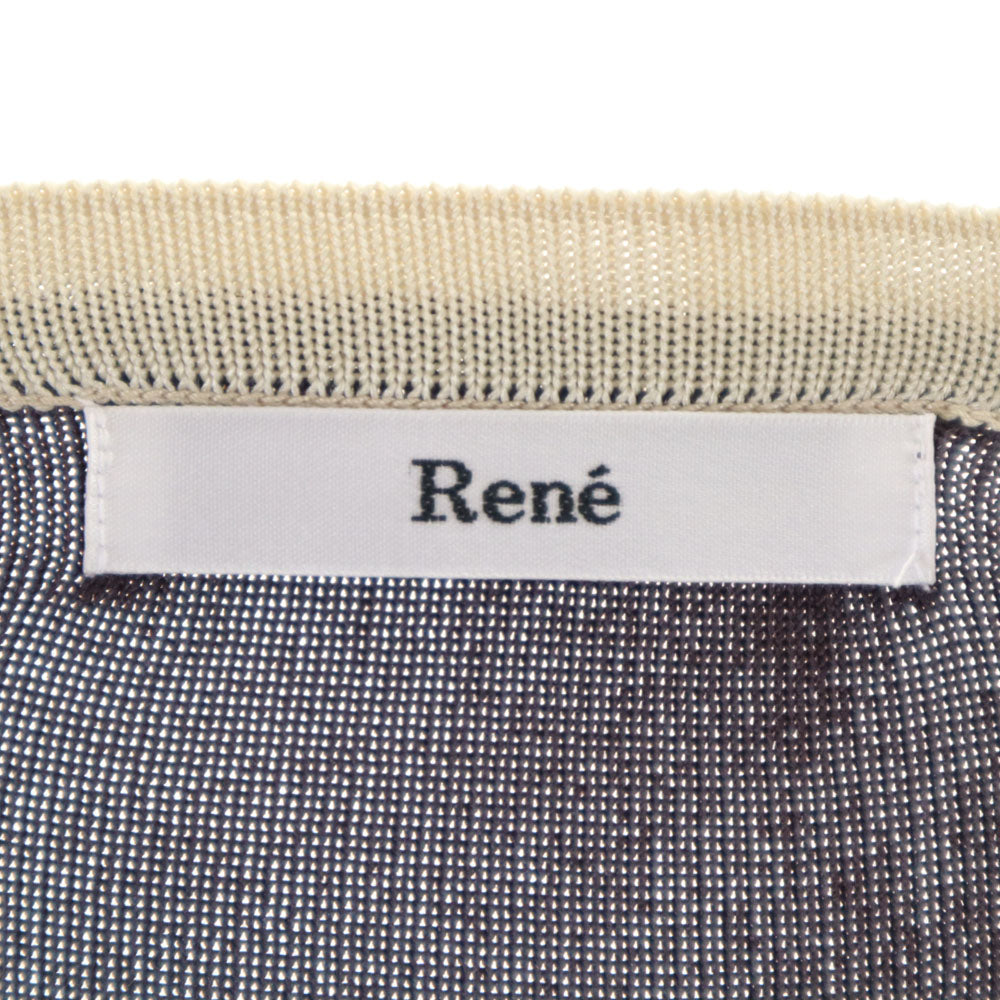 Rene ルネ 日本製 5分袖 ニット カーディガン 38 ブラウン レディース