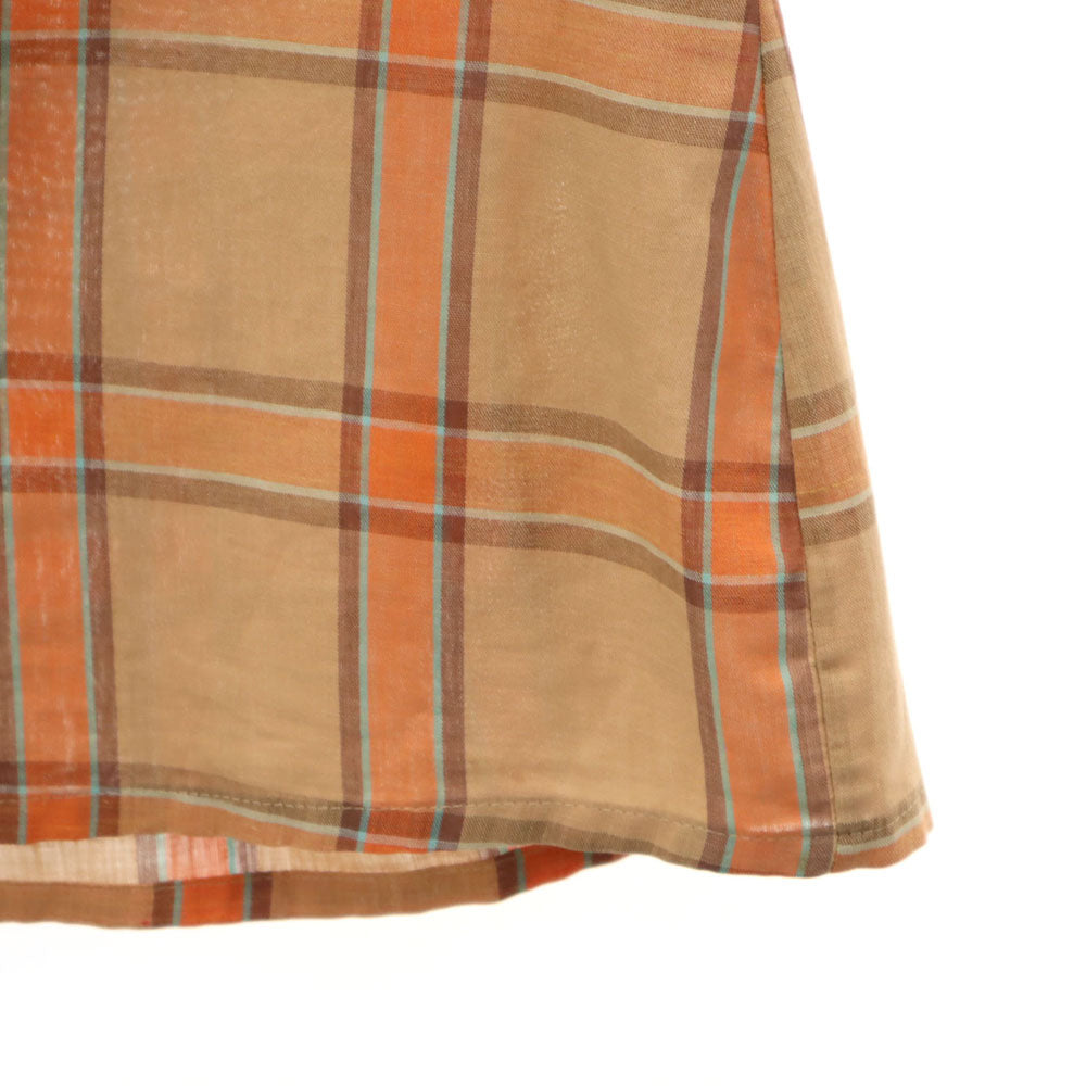 ARROW アロー 60s USA製 ヴィンテージ 開襟 チェック柄 長袖 オープンカラー シャツ M ブラウン系 メンズ