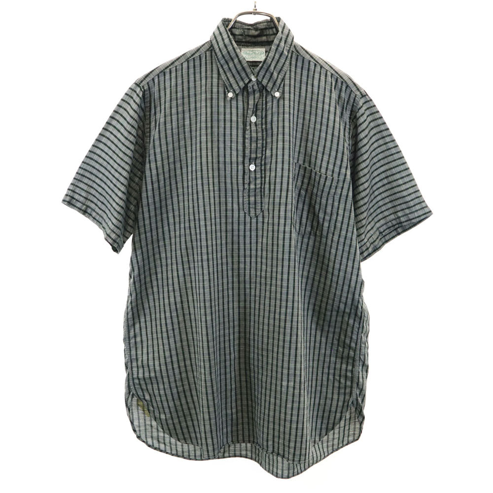 Robert Kirk Ltd 60s ヴィンテージ チェック柄 半袖 ボタンダウン ポロシャツ M グレー メンズ