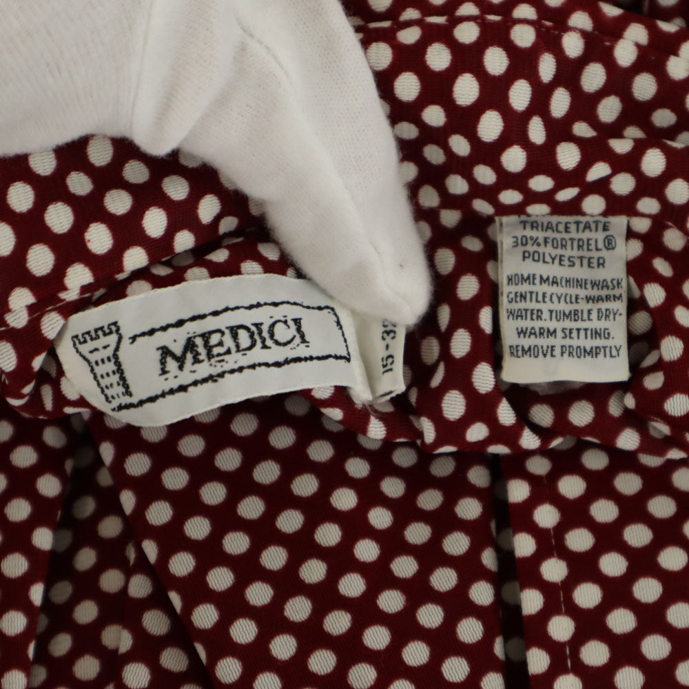 MEDICI 70s ヴィンテージ ドット柄 長袖 シャツ 15-32 レッド系 水玉 メンズ