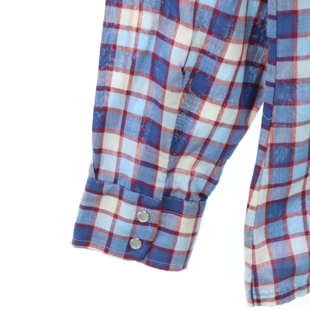 リーバイスパナテラ 70s 80s ヴィンテージ チェック柄 長袖 ウエスタンシャツ M ブルー系 LEVI'S PANATELA メンズ