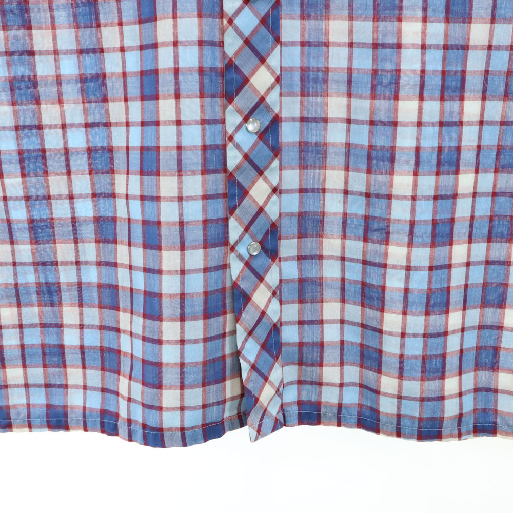 リーバイスパナテラ 70s 80s ヴィンテージ チェック柄 長袖 ウエスタンシャツ M ブルー系 LEVI'S PANATELA メンズ