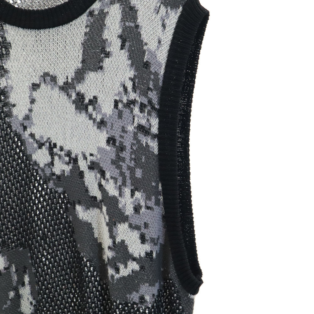 ハレ 柄入り ニットベスト F ブラック系 HARE メンズ