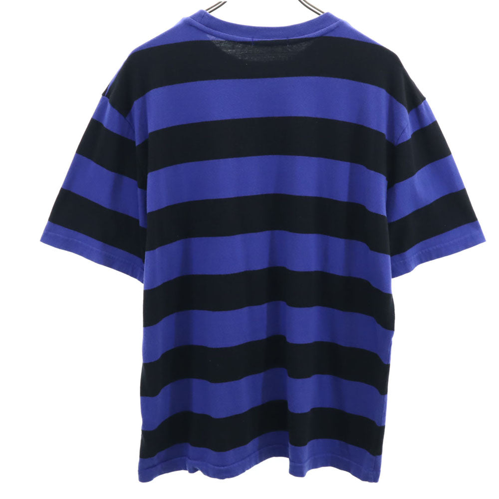 ゲス ボーダー柄 プリント 半袖 Tシャツ M ブルー×ブラック Guess メンズ