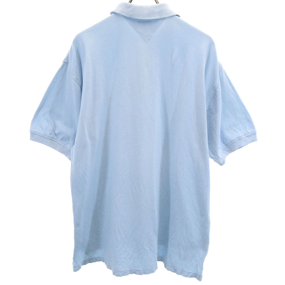 TOMMY HILFIGER トミーヒルフィガー 90s オールド フラッグタグ 半袖 ポロシャツ M 水色 鹿の子地 メンズ