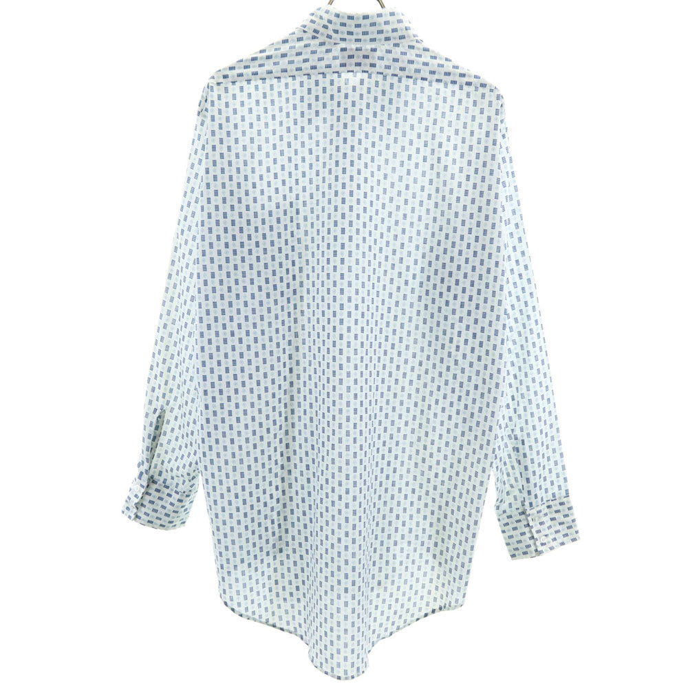 VAN HEUSEN ヴァンヒューゼン 70s ヴィンテージ 総柄 長袖 シャツ 16 1/2 35 ホワイト×ブルー系 メンズ