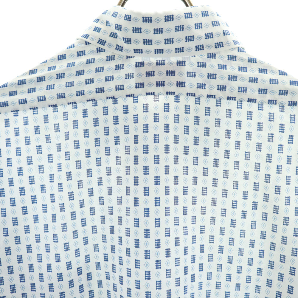 VAN HEUSEN ヴァンヒューゼン 70s ヴィンテージ 総柄 長袖 シャツ 16 1/2 35 ホワイト×ブルー系 メンズ