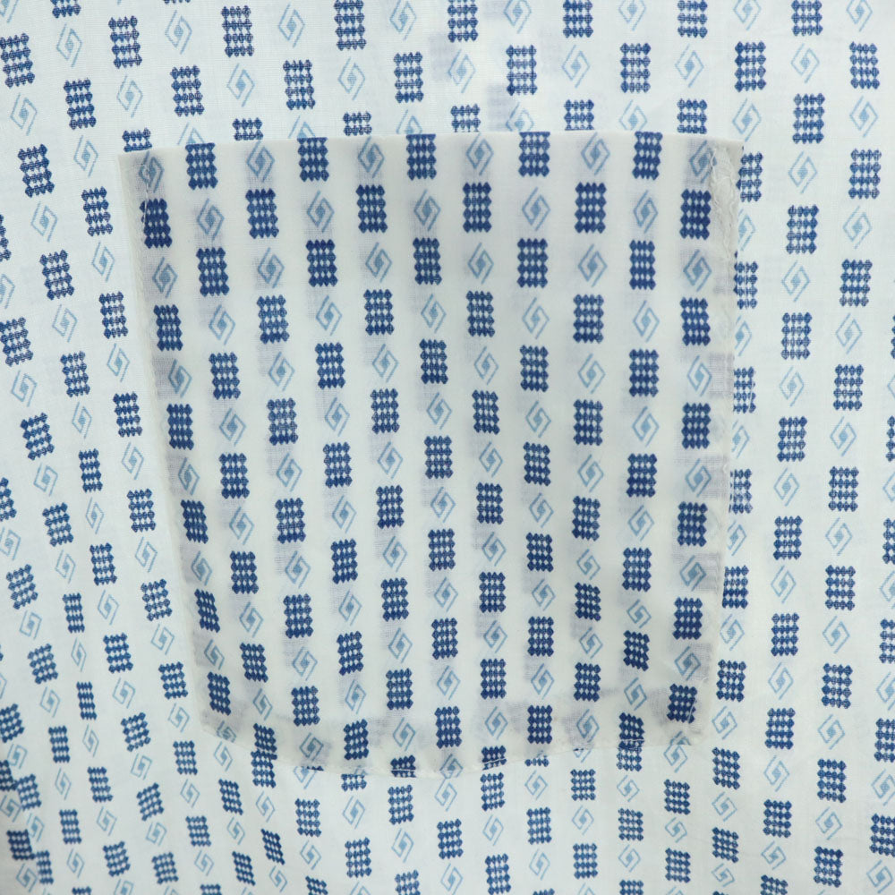 VAN HEUSEN ヴァンヒューゼン 70s ヴィンテージ 総柄 長袖 シャツ 16 1/2 35 ホワイト×ブルー系 メンズ