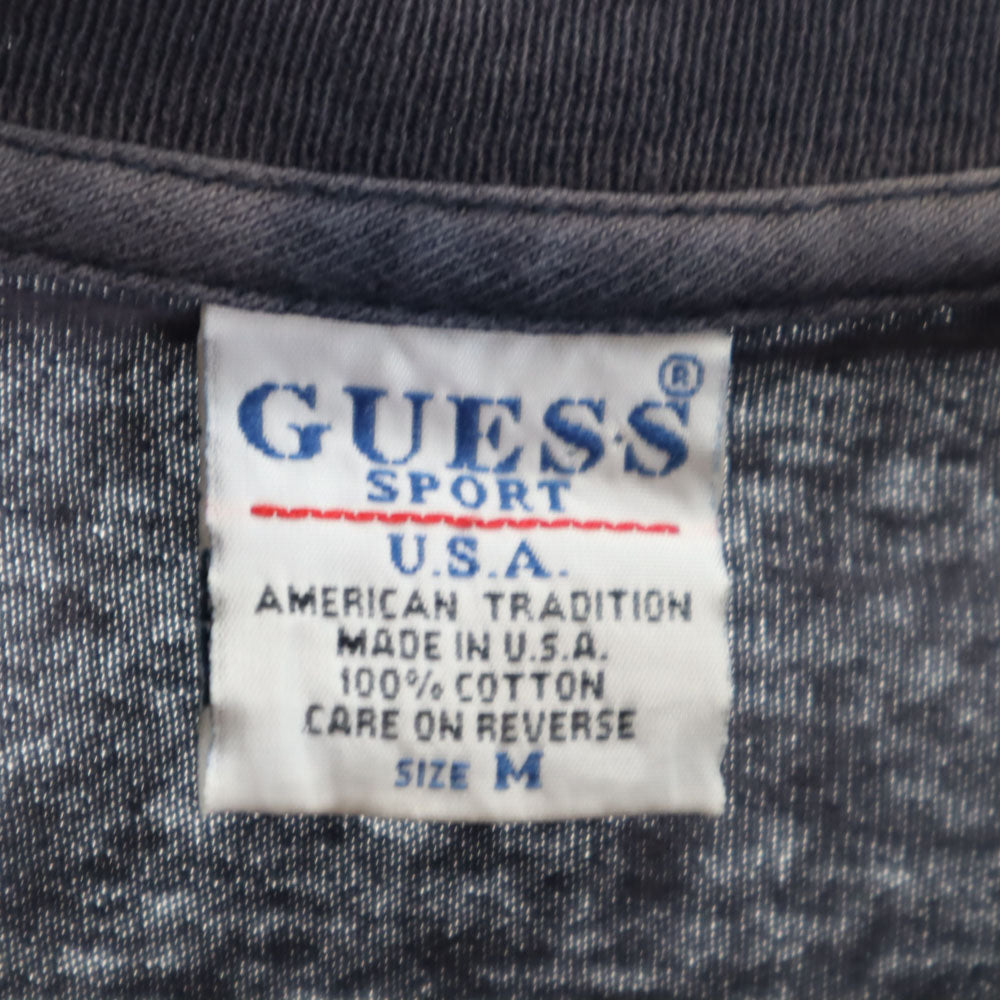 Guess ゲス 90s USA製 オールド バックプリント 長袖 Tシャツ M ネイビー SPORT ロンT メンズ