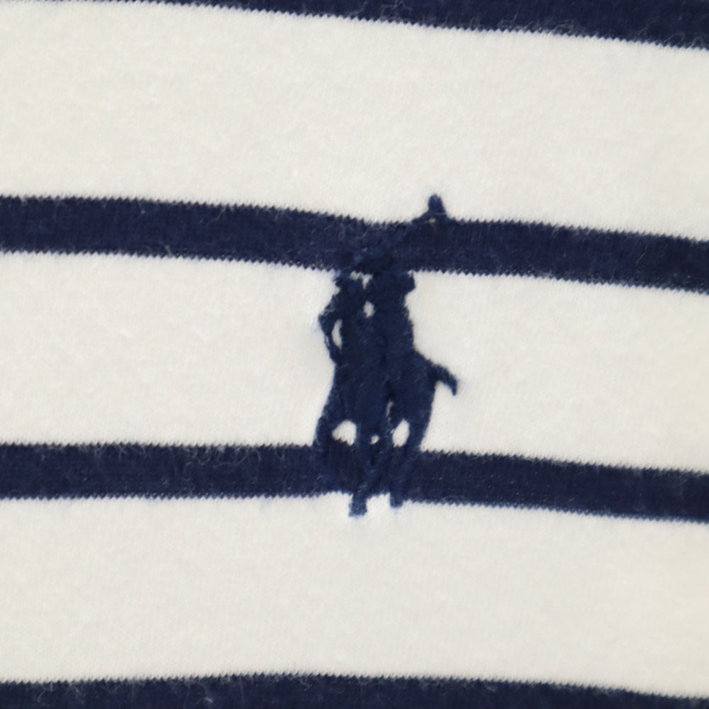 ポロラルフローレン ボーダー柄 半袖 Vネック Tシャツ M ホワイト POLO RALPH LAUREN CUSTOM SLIM FIT メンズ