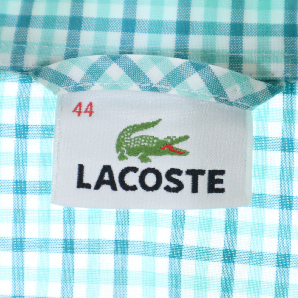 ラコステ 半袖 チェックシャツ 44 ブルー系 LACOSTE レディース