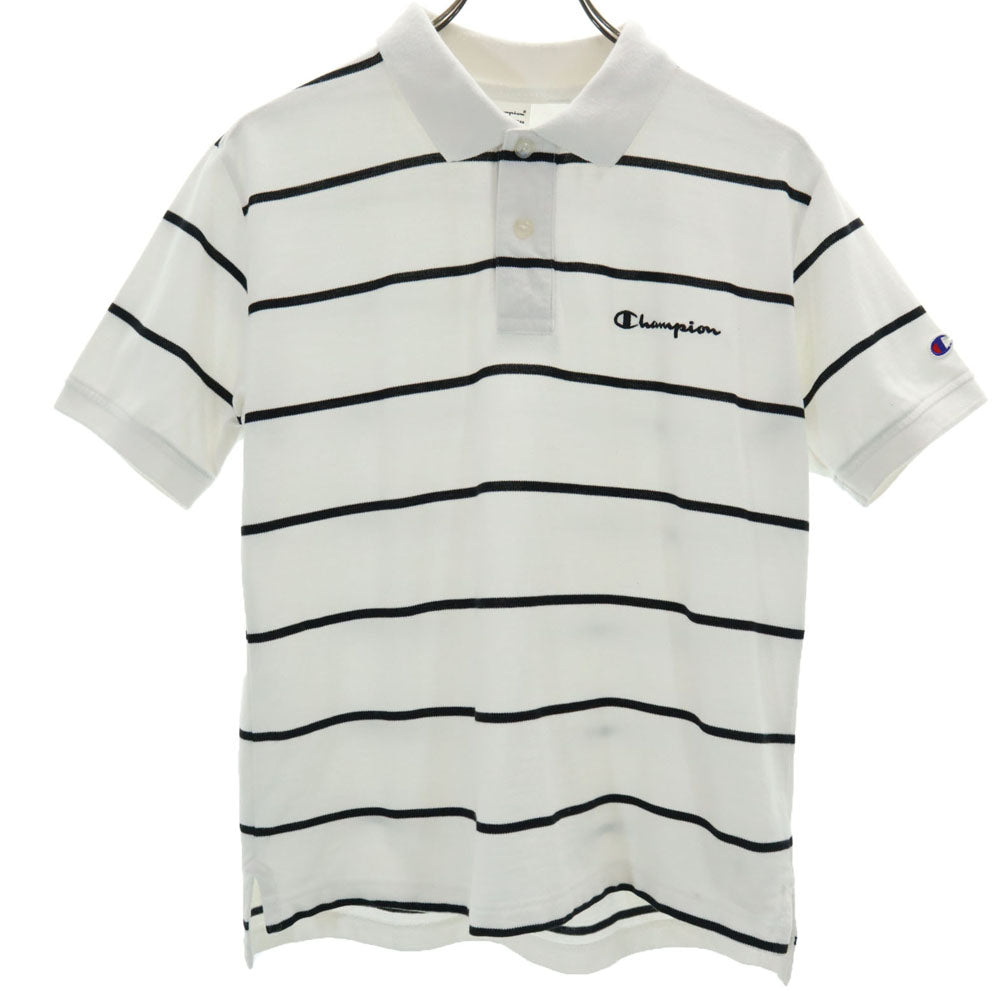 チャンピオン ボーダー柄 半袖 ポロシャツ M ホワイト Champion 鹿の子 メンズ