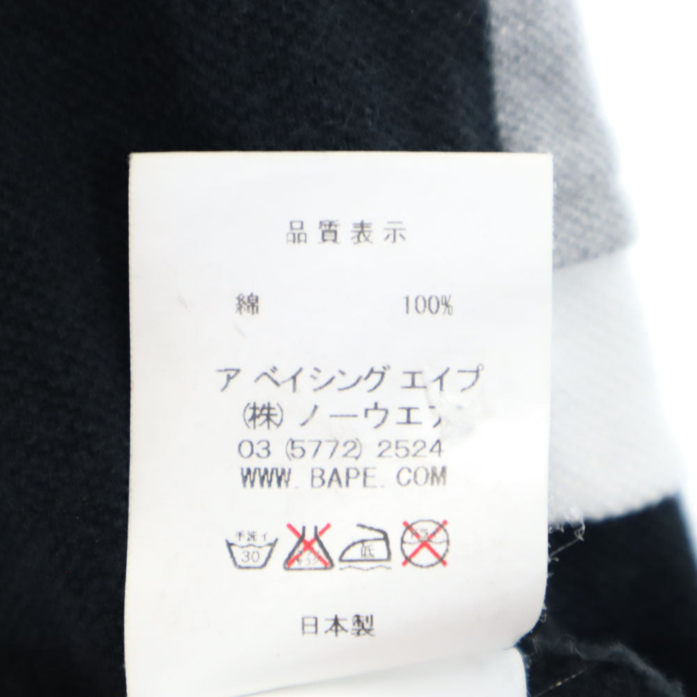 アベイシングエイプ 日本製 半袖 ポロシャツ S ブラック A BATHING APE 鹿の子 ユニオンジャック メンズ