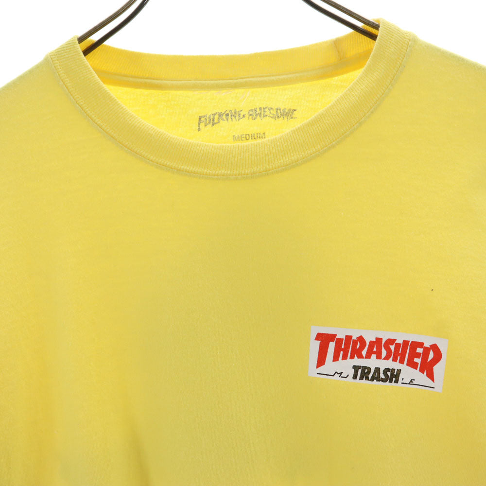 ファッキングオーサム × スラッシャー コラボ バックプリント 長袖 Tシャツ M イエロー THRASHER TRASH ロンT メンズ