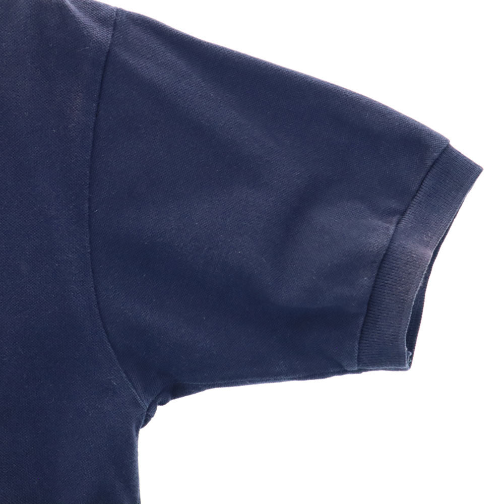 イヴサンローラン イタリア製 半袖 ポロシャツ M ネイビー YVES SAINT LAURENT 鹿の子地 メンズ