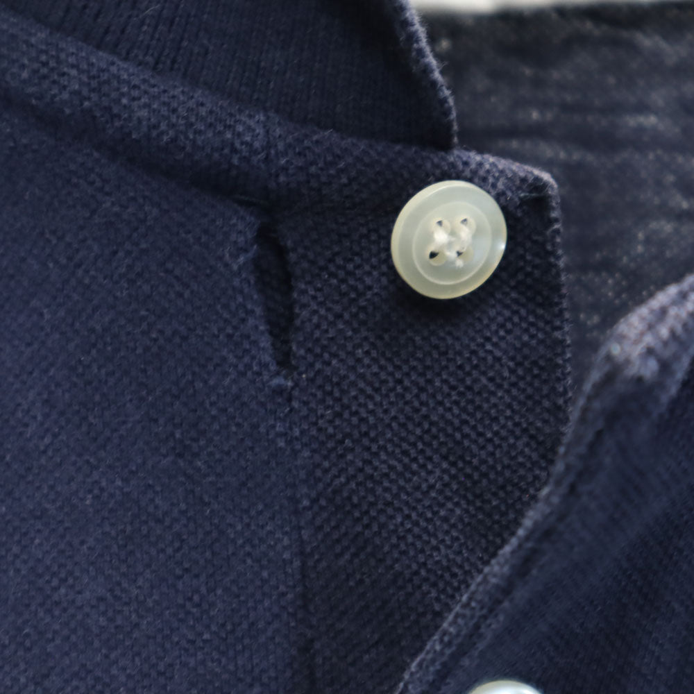 イヴサンローラン イタリア製 半袖 ポロシャツ M ネイビー YVES SAINT LAURENT 鹿の子地 メンズ