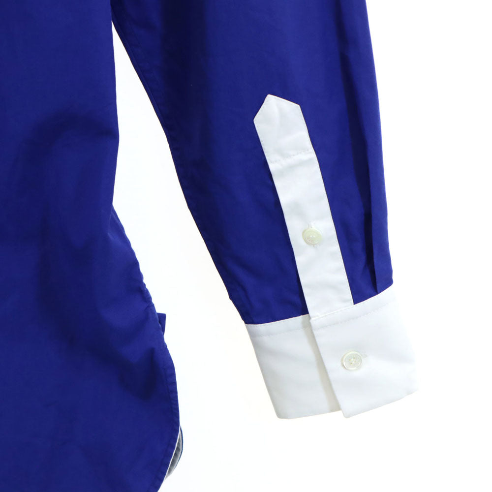 CELINE セリーヌ 長袖 切替 コットンシャツ 36 ブルー×ホワイト レディース