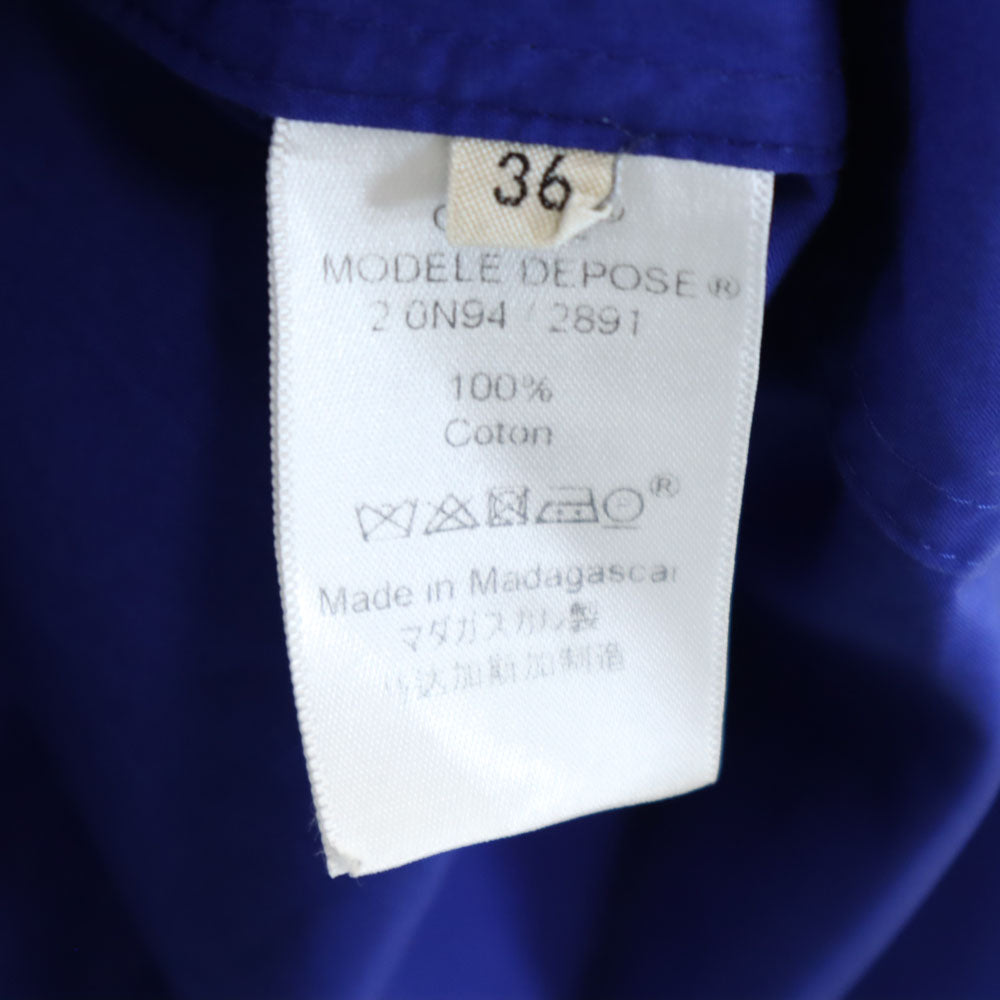 CELINE セリーヌ 長袖 切替 コットンシャツ 36 ブルー×ホワイト レディース