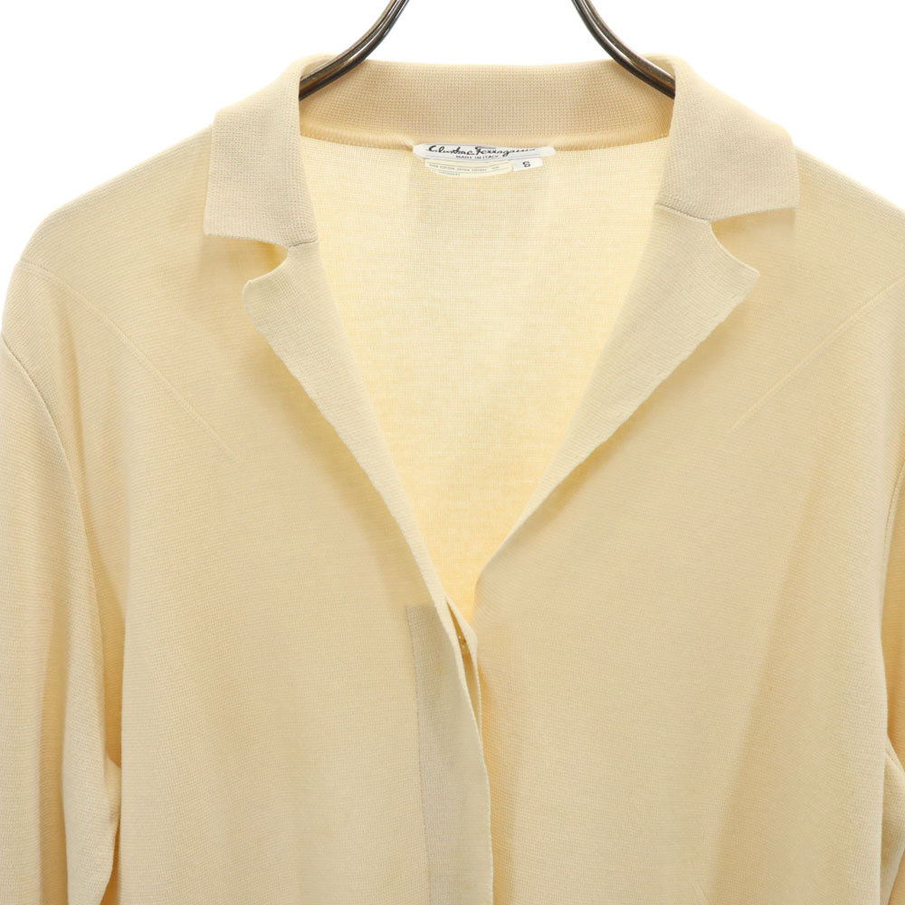 サルヴァトーレフェラガモ イタリア製 コットン ニットジャケット S アイボリー系 Salvatore Ferragamo レディース