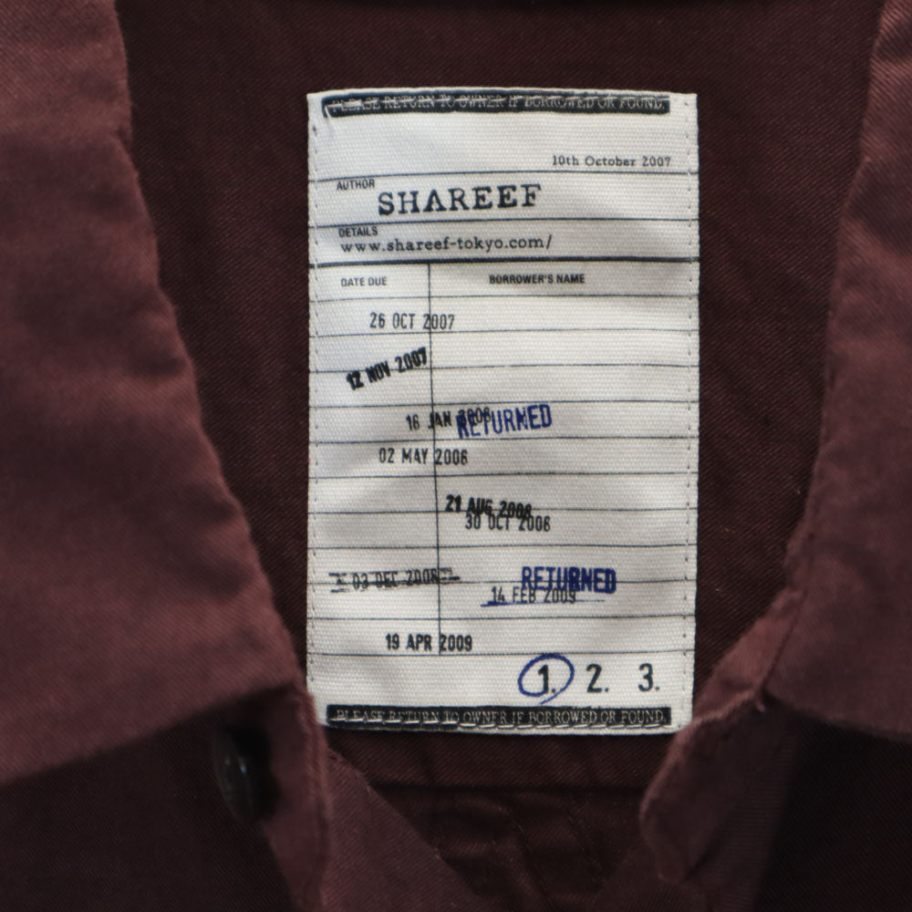 SHAREEF シャリーフ 日本製 長袖 シャツ 1 ボルドー系 メンズ