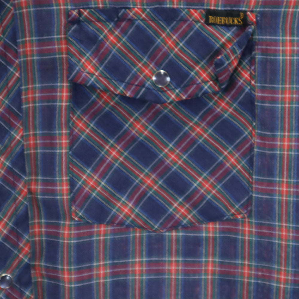 シアーズ 80s ヴィンテージ チェック柄 長袖 ウエスタンシャツ M ネイビー 他 Sears メンズ