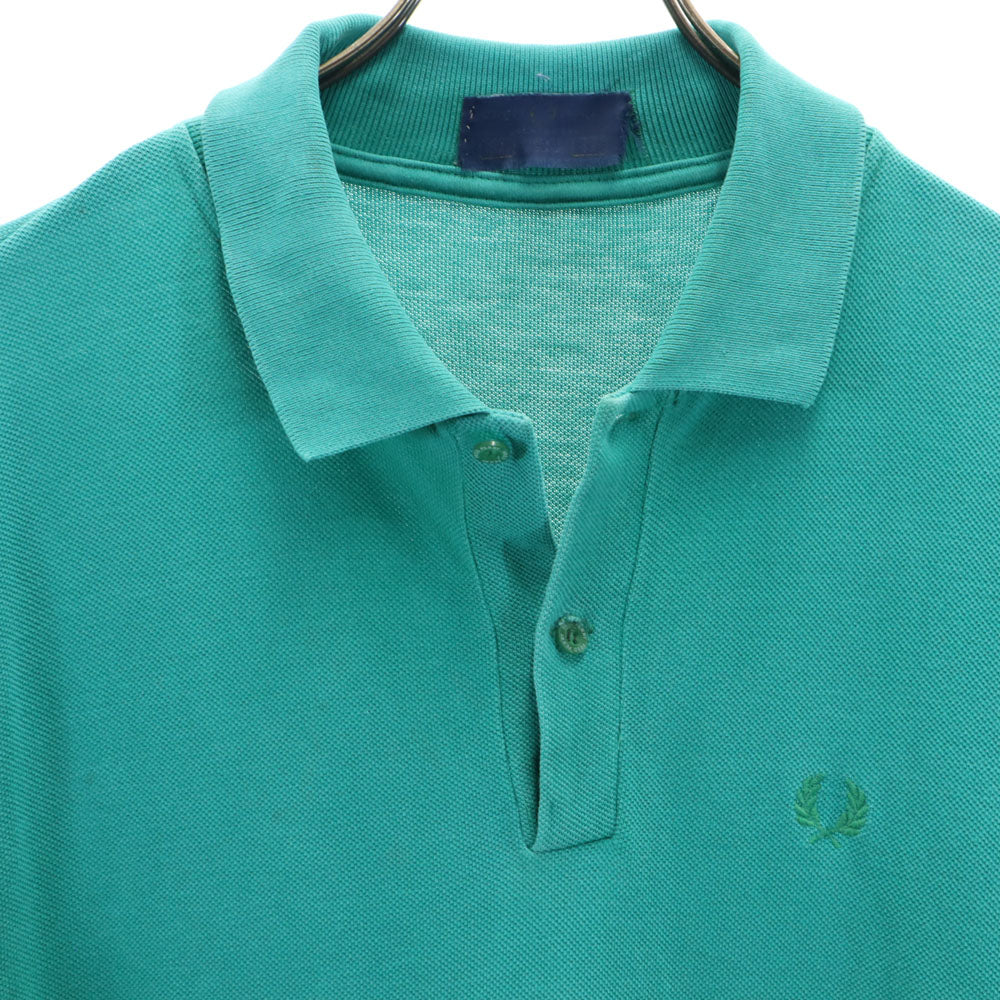 フレッドペリー 80s 90s オールド 半袖 ポロシャツ 42 エメラルドグリーン系 FRED PERRY 鹿の子 メンズ