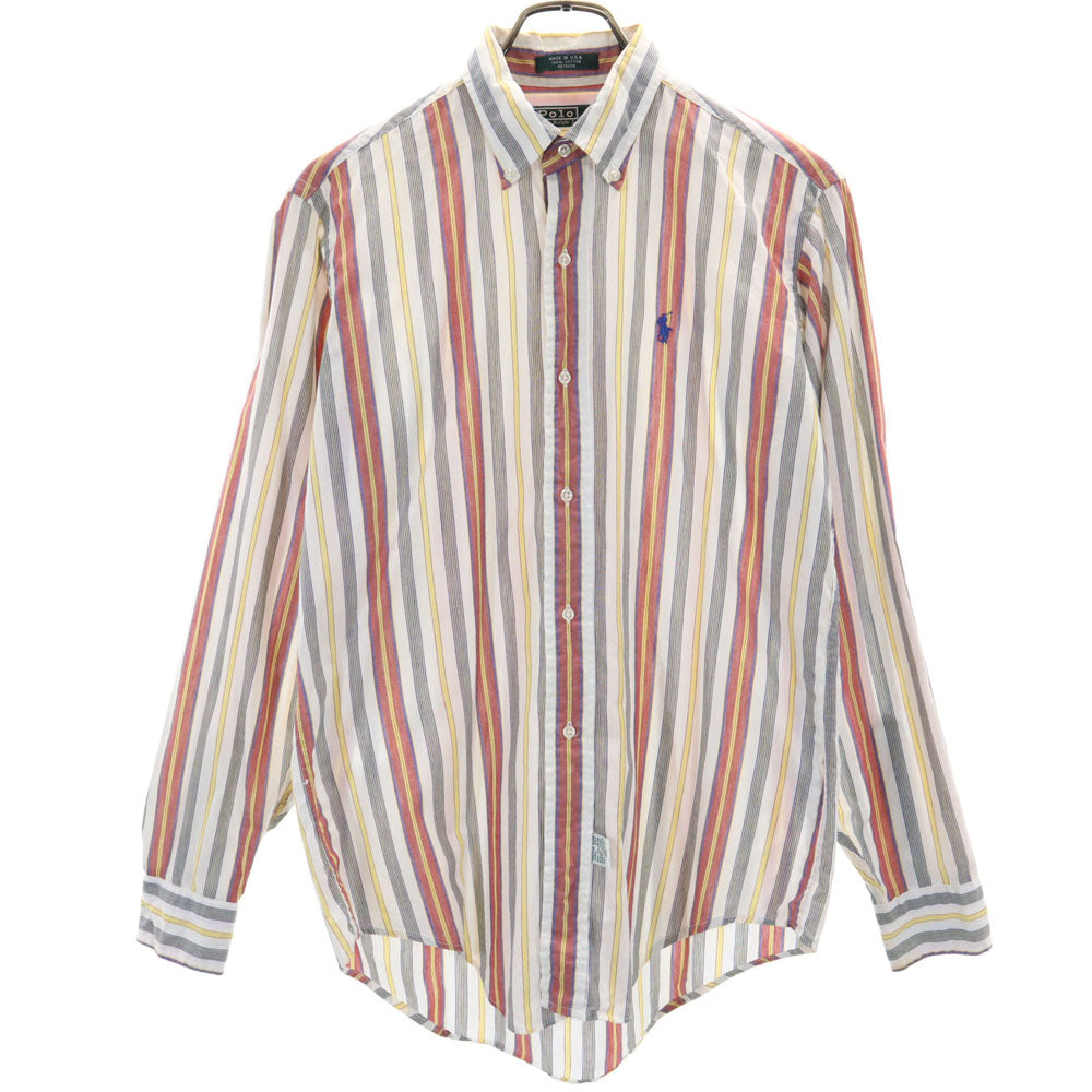 ポロバイラルフローレン 80s USA製 緑タグ ボーイズ ヴィンテージ ストライプ柄 長袖 ボタンダウンシャツ 20 Polo by Ralph Lauren キッズ