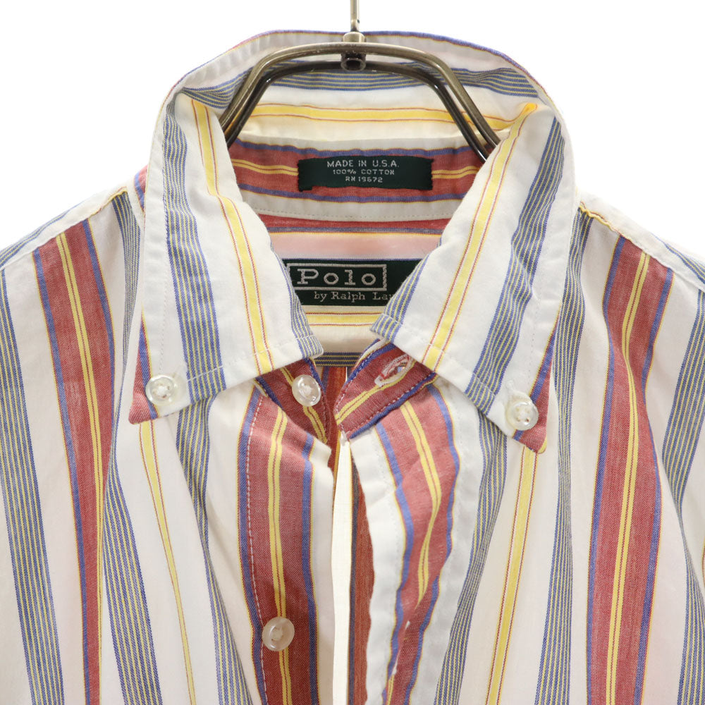 ポロバイラルフローレン 80s USA製 緑タグ ボーイズ ヴィンテージ ストライプ柄 長袖 ボタンダウンシャツ 20 Polo by Ralph Lauren キッズ