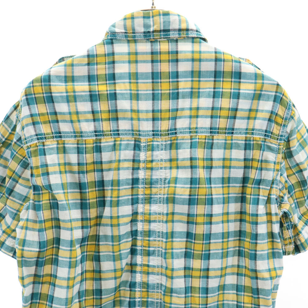 リーバイス 半袖 ジップアップ チェックシャツ L ターコイズ系 Levi's メンズ