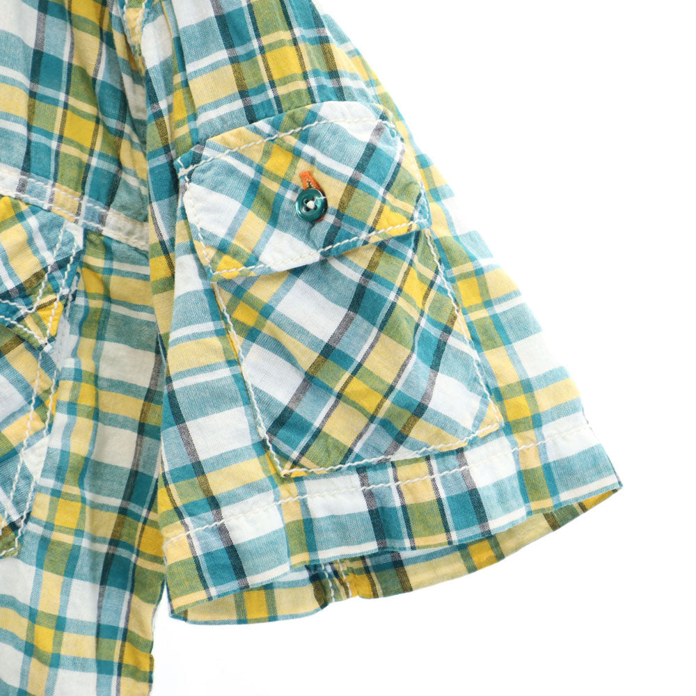 リーバイス 半袖 ジップアップ チェックシャツ L ターコイズ系 Levi's メンズ