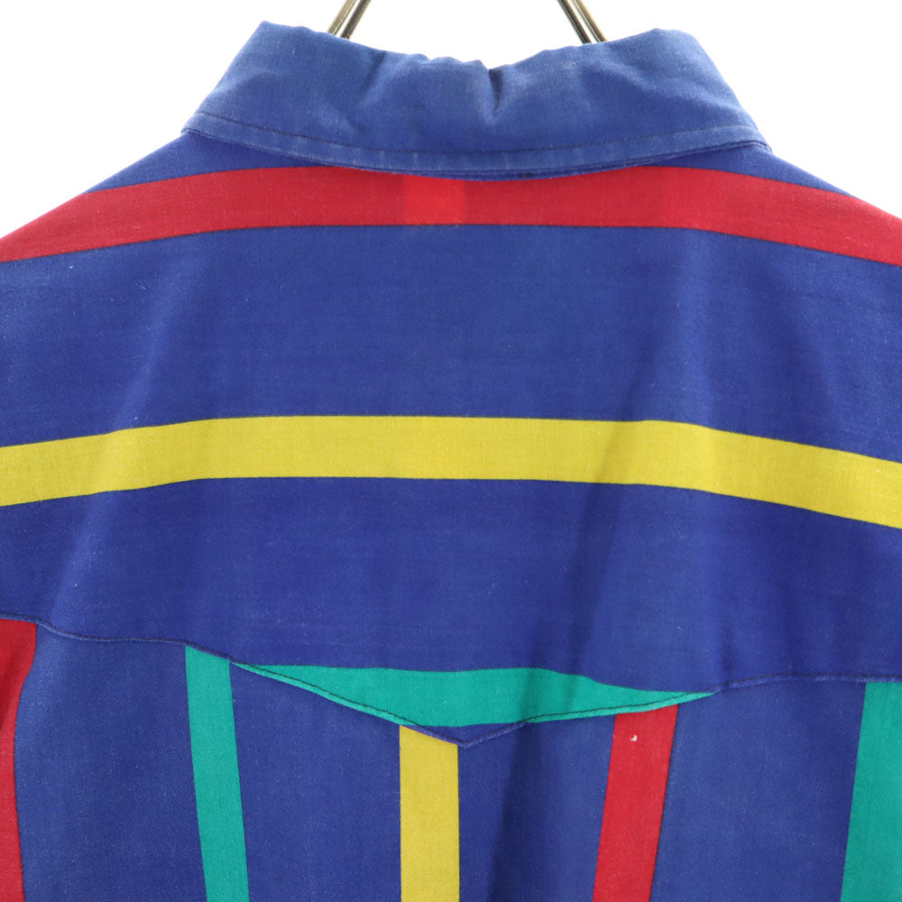 Western Plains Trading CO. 80s 90s オールド ストライプ柄 長袖 シャツ 2X ブルー系 ビッグサイズ メンズ