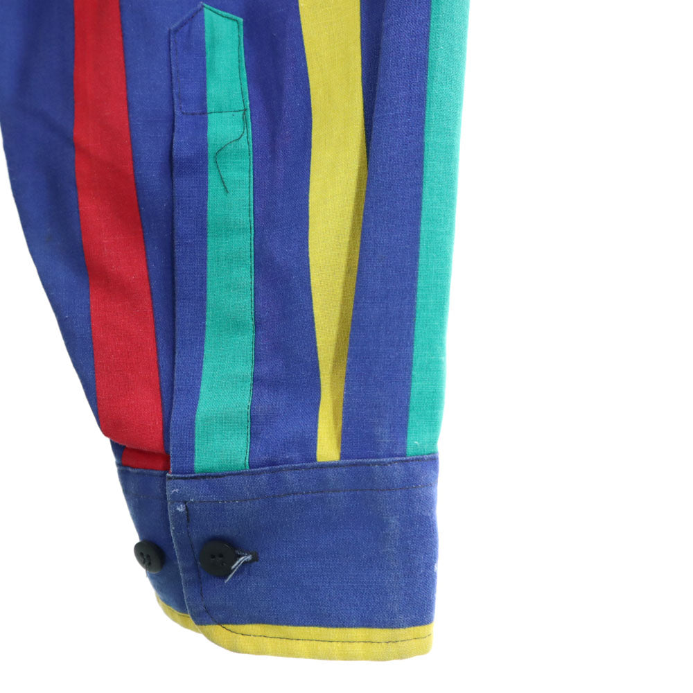 Western Plains Trading CO. 80s 90s オールド ストライプ柄 長袖 シャツ 2X ブルー系 ビッグサイズ メンズ