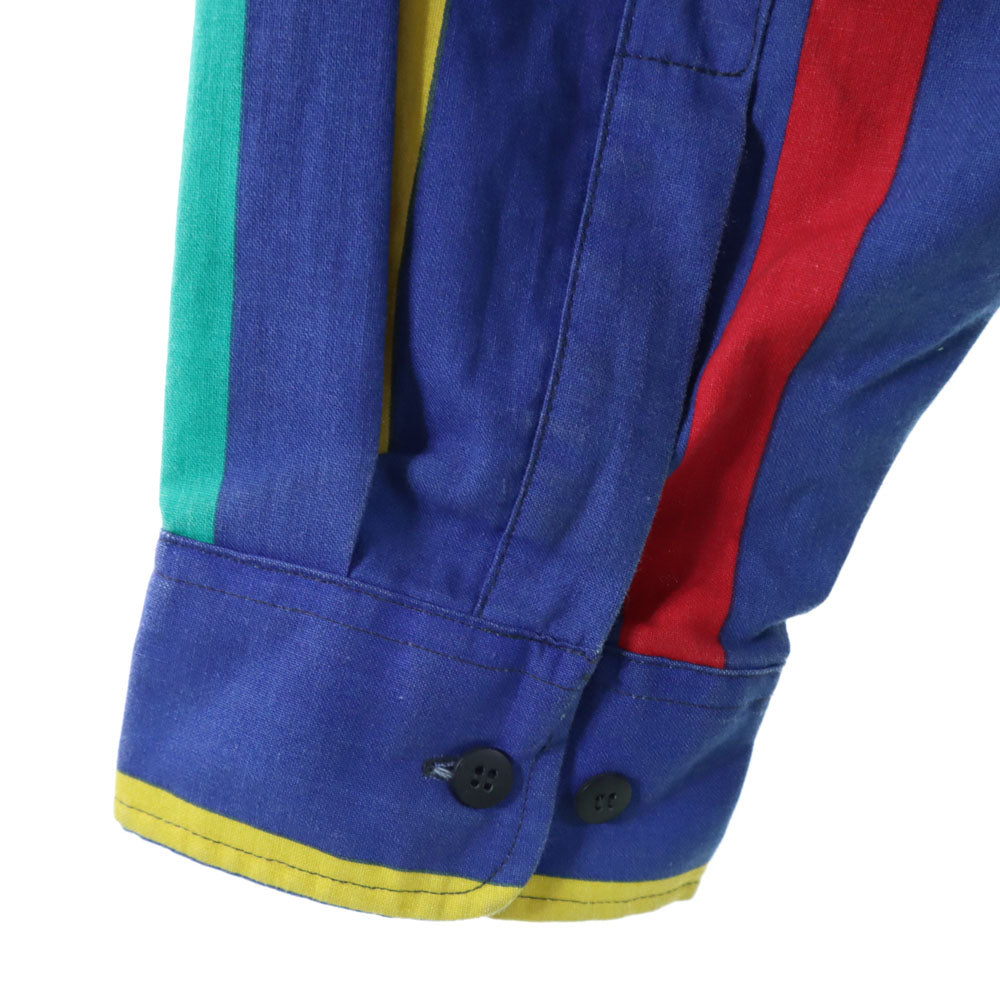 Western Plains Trading CO. 80s 90s オールド ストライプ柄 長袖 シャツ 2X ブルー系 ビッグサイズ メンズ