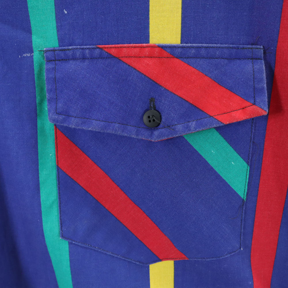 Western Plains Trading CO. 80s 90s オールド ストライプ柄 長袖 シャツ 2X ブルー系 ビッグサイズ メンズ