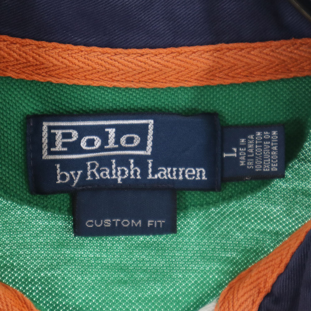 ポロバイラルフローレン ビックポニー 半袖 ポロシャツ L グリーン Polo by Ralph Lauren ハーフボタン メンズ