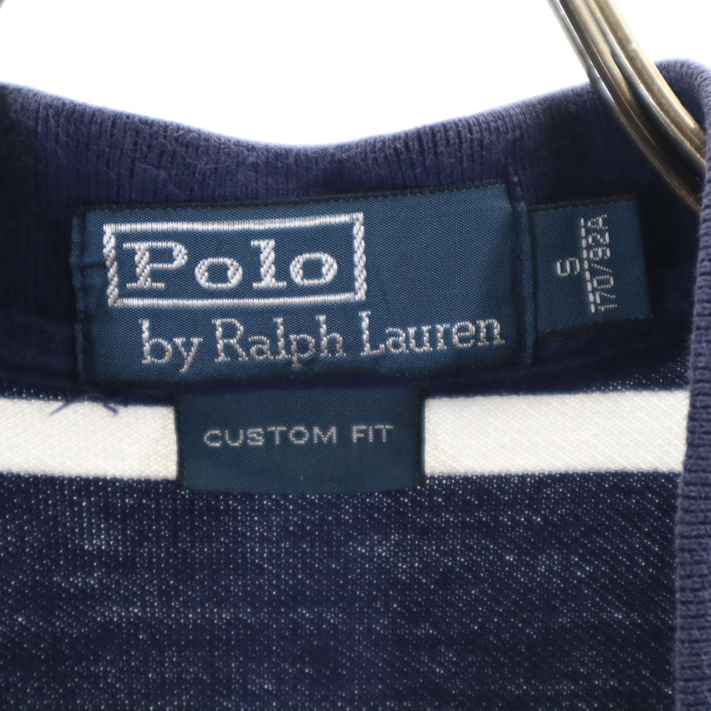 ポロバイラルフローレン ボーダー柄 半袖 ポロシャツ S ネイビー系 Polo by Ralph Lauren 鹿の子地 メンズ