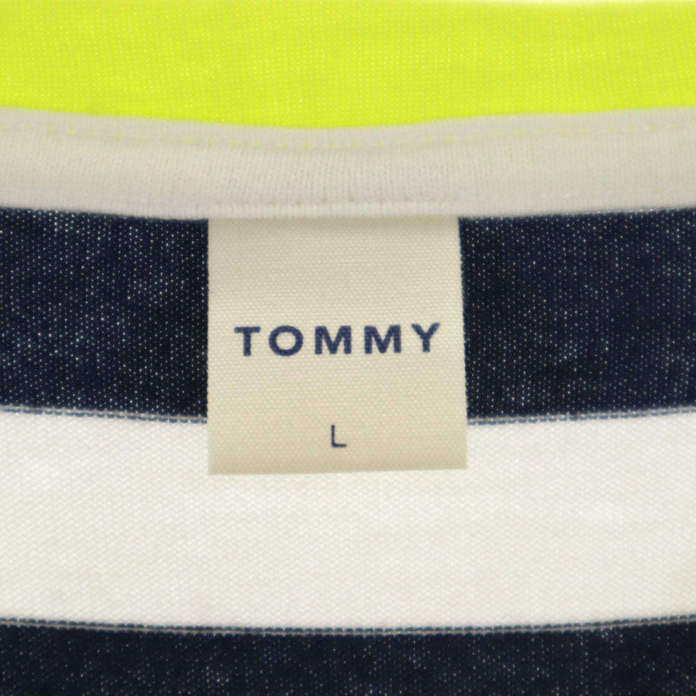 トミー ボーダー柄 半袖 Tシャツ L ホワイト×ネイビー TOMMY メンズ